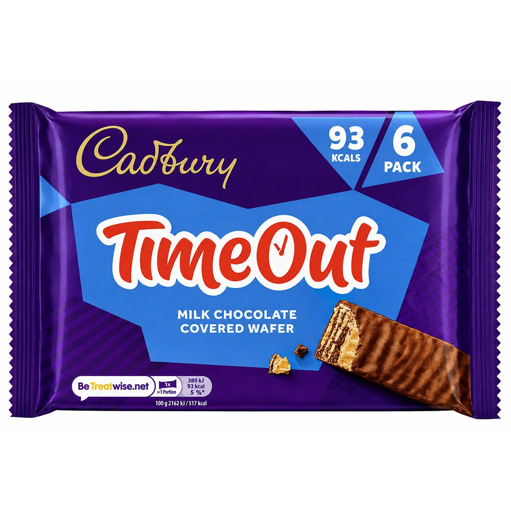 adbury TimeOut Milk Chocolate Wafer 6 Pack 100g