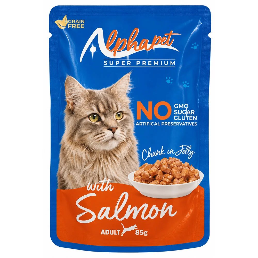 Alphapet Super Premium Adult Cat Food Salmon in Jelly 85g
