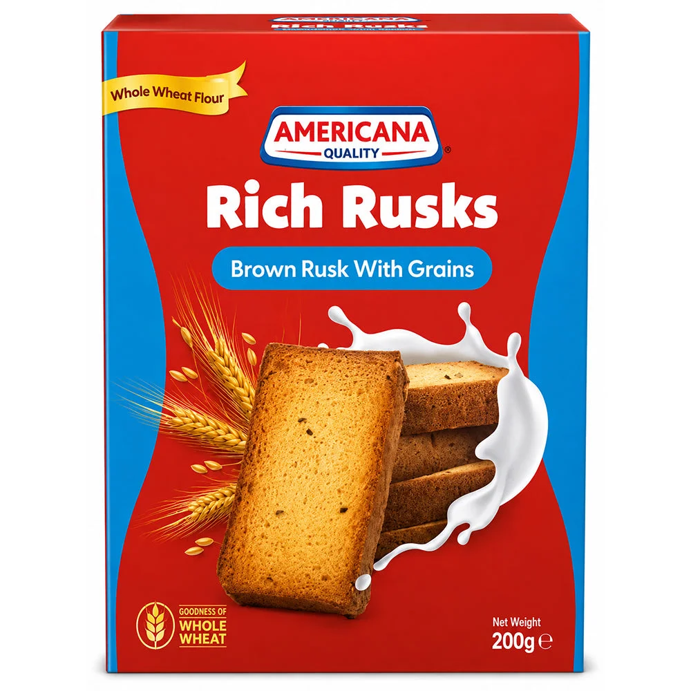 Americana Rich Rusks Brown Rusk With Grains 385g