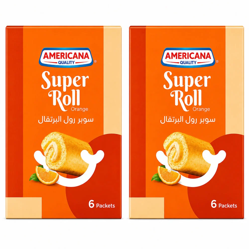 Americana Super Roll Orange Cake Rolls 12 Pieces (2 x 6 x 60g)