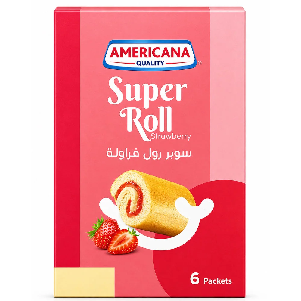 Americana Super Roll Strawberry Cake Rolls 6x60g