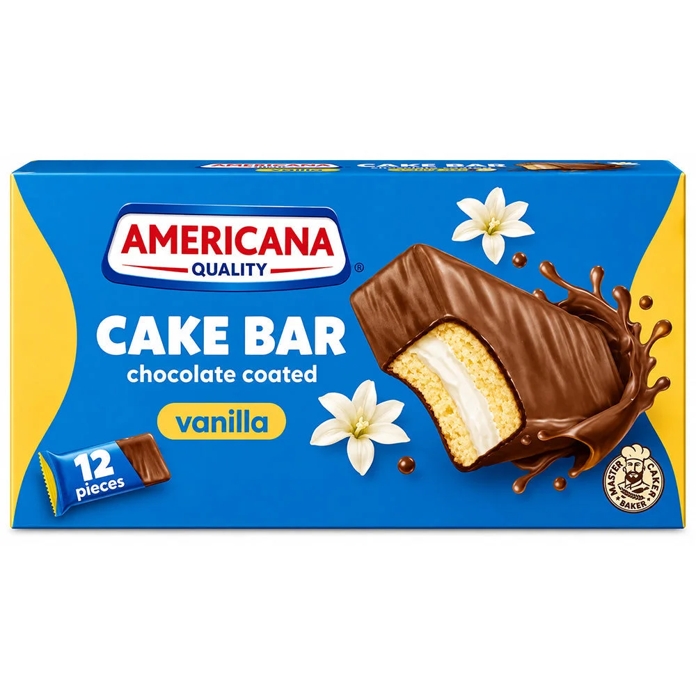 Americana Vanilla Cake Bar Chocolate Coated 12 x 35g