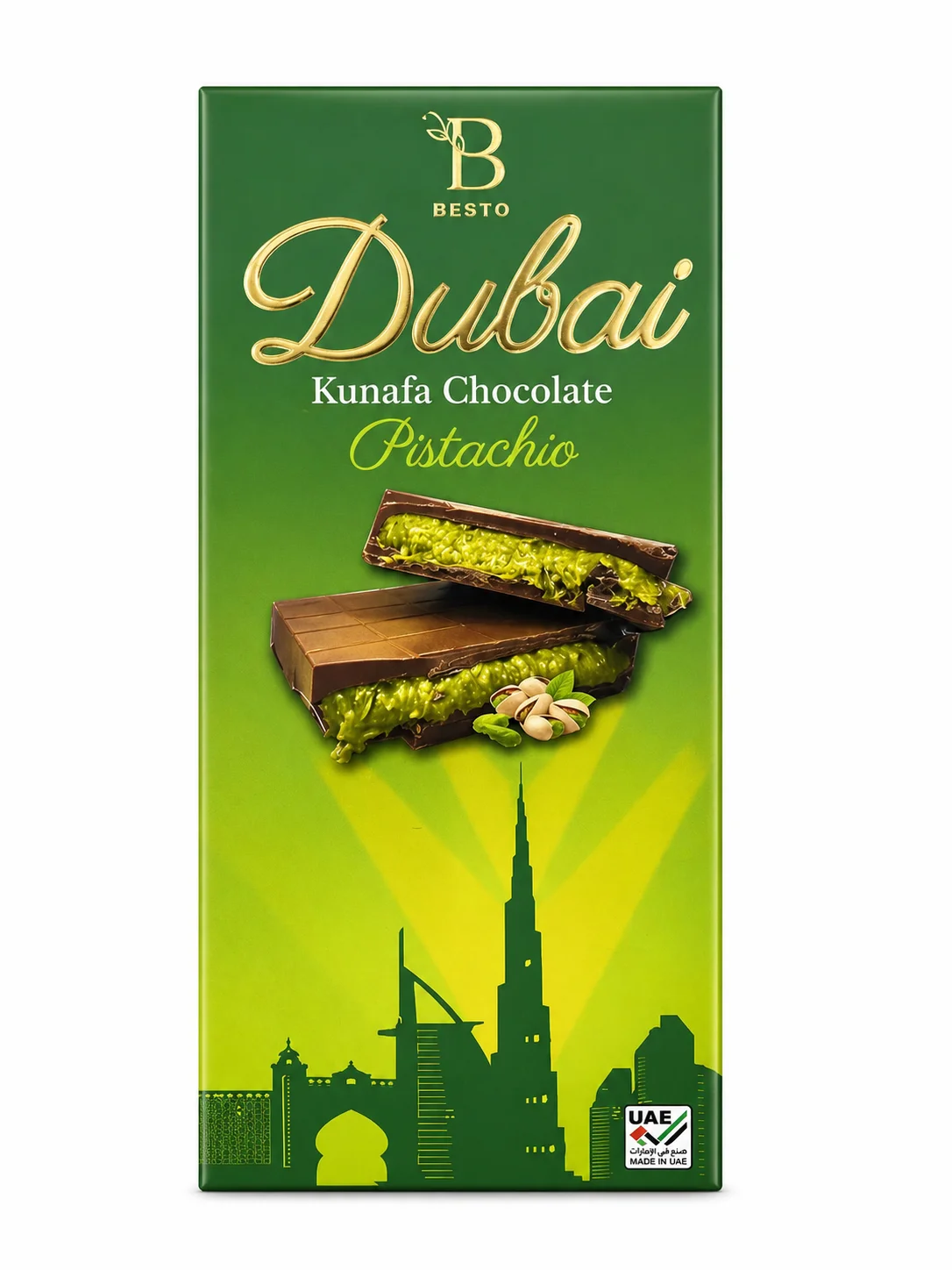 Besto Dubai Kunafa Chocolate Pistachio 100g