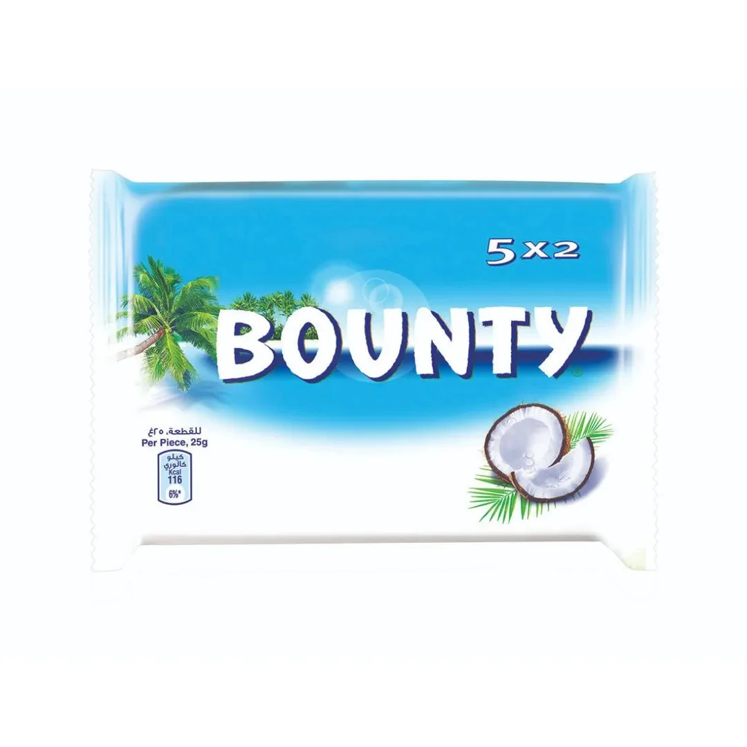 Bounty Chocolate Bars 5 Pieces 250g (2 Packs)