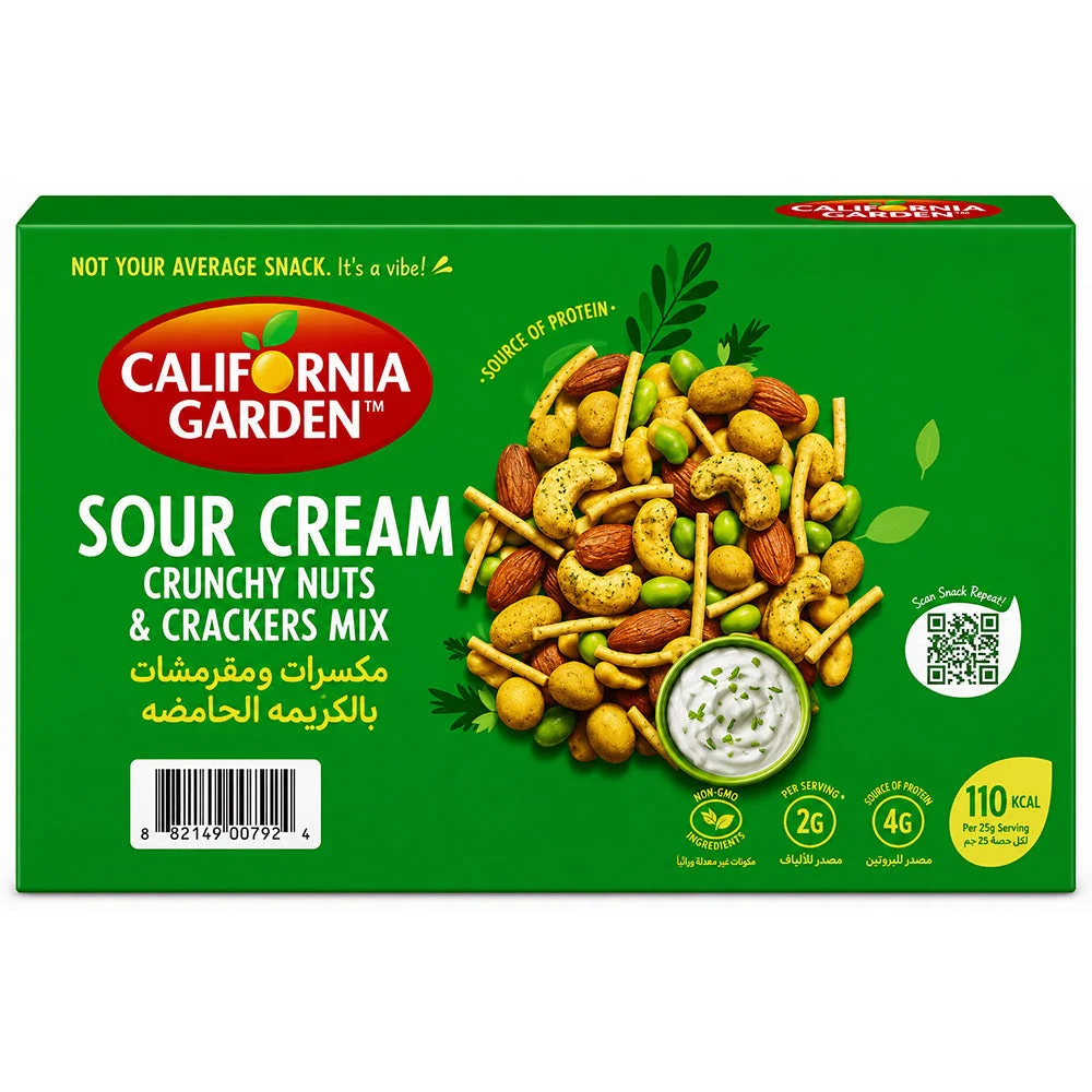 California Garden Sour Cream Crunchy Nuts & Crackers Mix 110g