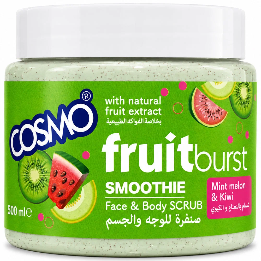 Cosmo Fruit Burst Smoothie Mint Melon & Kiwi Face & Body Scrub 500ml