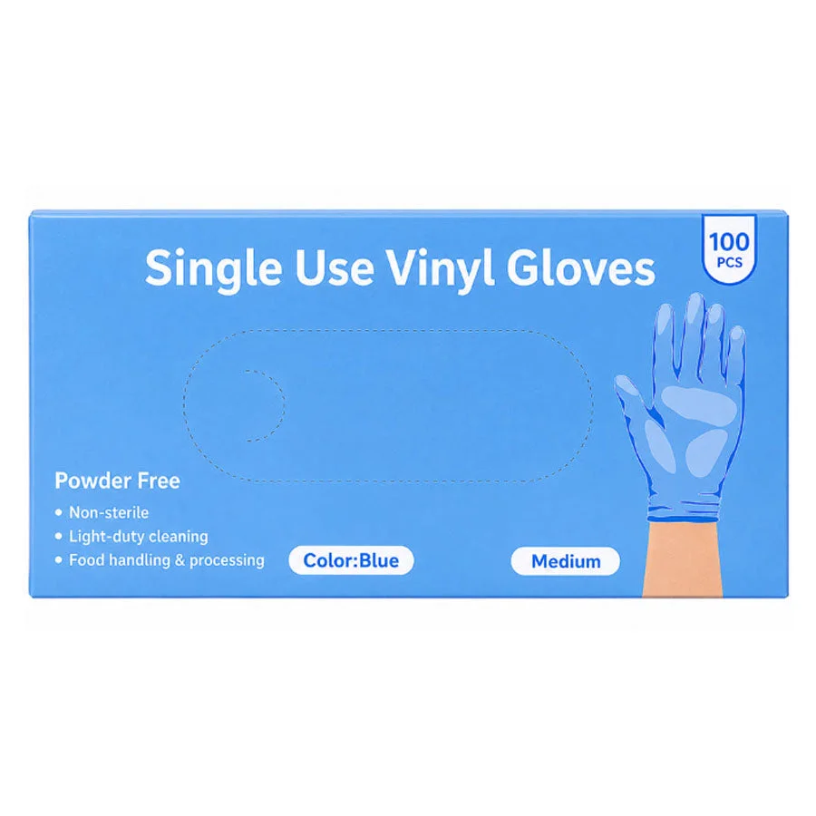 Disposable Vinyl Gloves blue 100pcs Medium