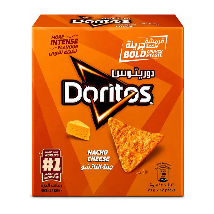 Doritos Nacho Cheese Tortilla Chips Value Pack 12 × 21g
