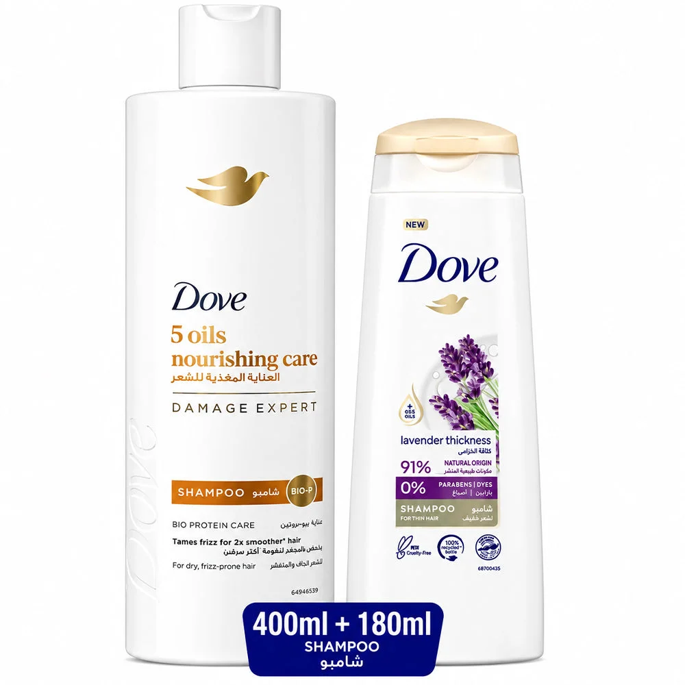 Dove 5 Oils Nourishing Care Shampoo Value Pack 400ml + 180ml