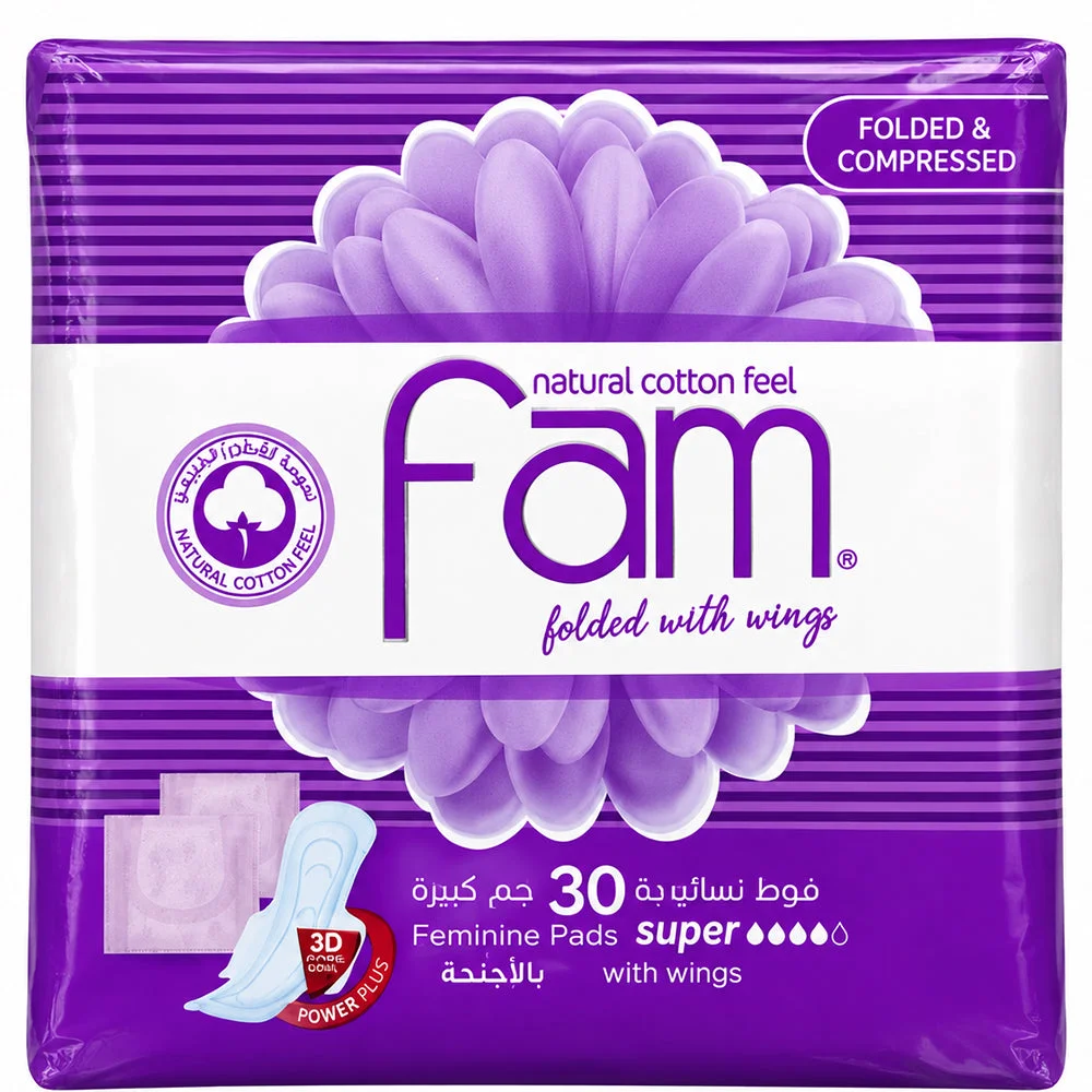 Fam Feminine Pads With Wings Super 30 Pads