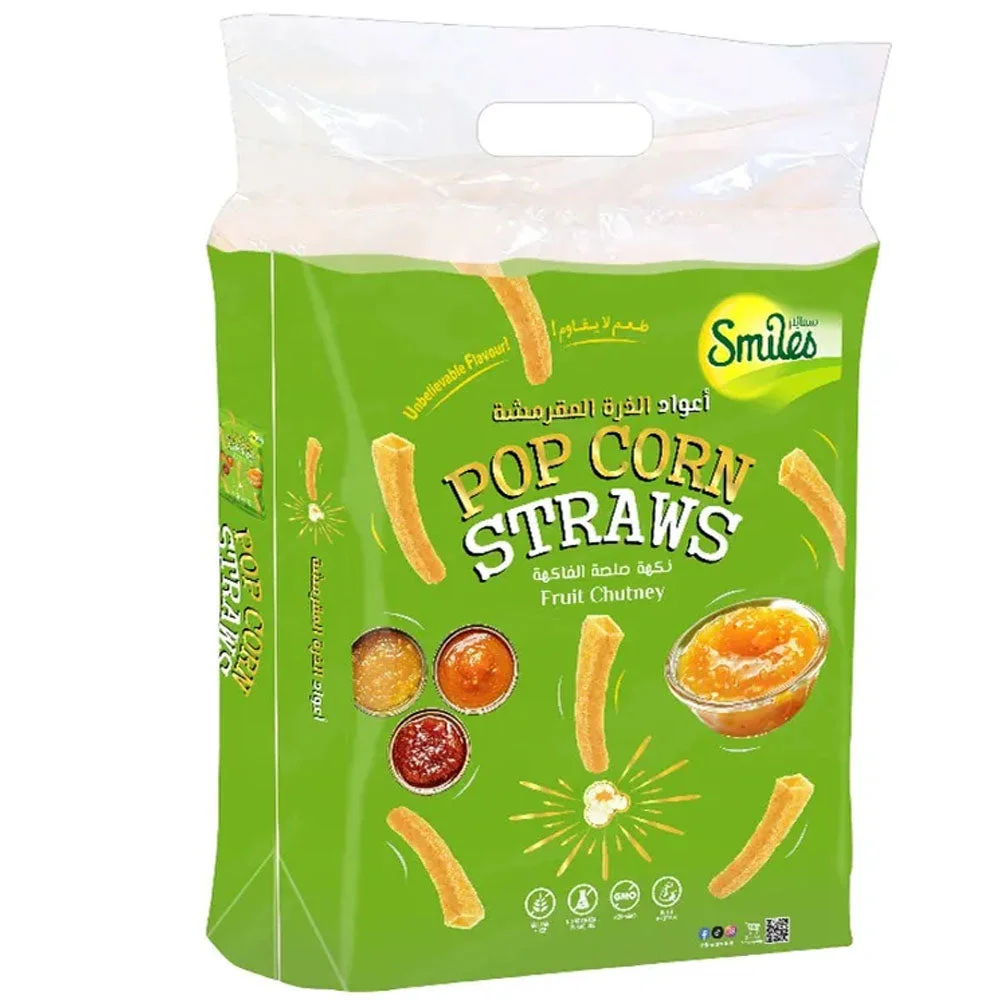 Fico Smiles Pop Corn Straw Fruit Chutney 20 Pcs 18 gm