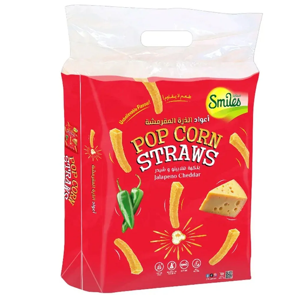 Fico Smiles Pop Corn Straw Jalapeno Cheddar 20 Pcs 18 gm