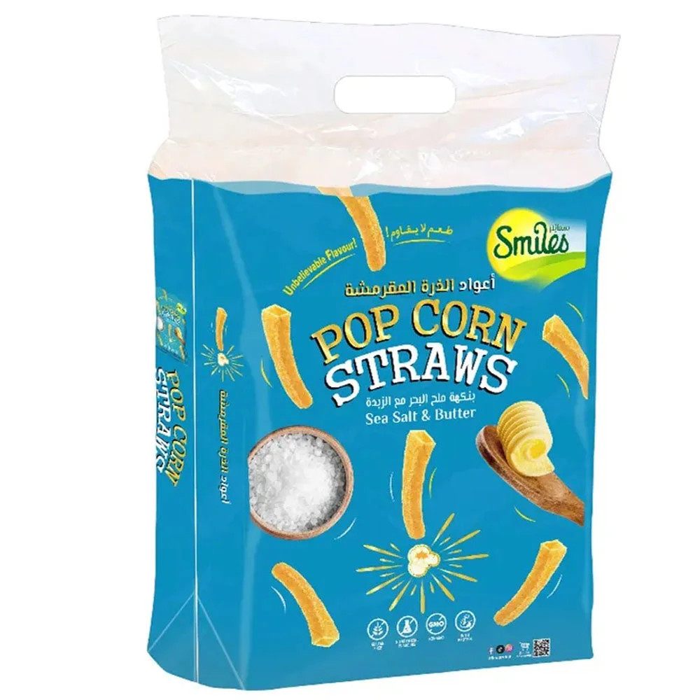 Fico Smiles Pop Corn Straw Sea Salt & Butter 20 Pcs 18 gm