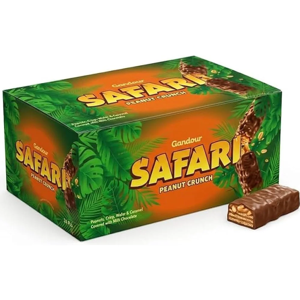Gandour Safari Peanut Crunch Chocolate Bars 24 × 22 g