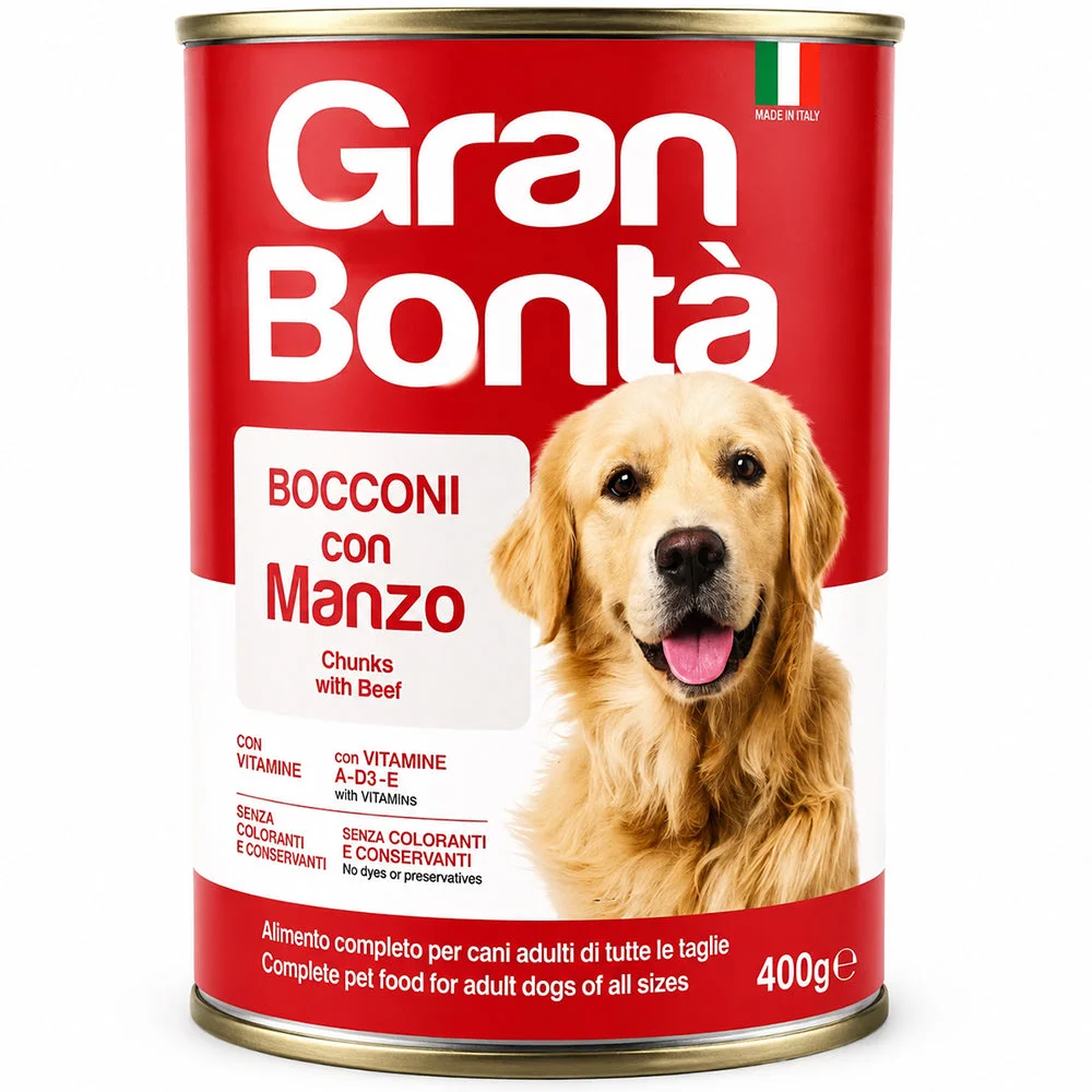Gran Bontà Chunks with Beef Dog Food 400g