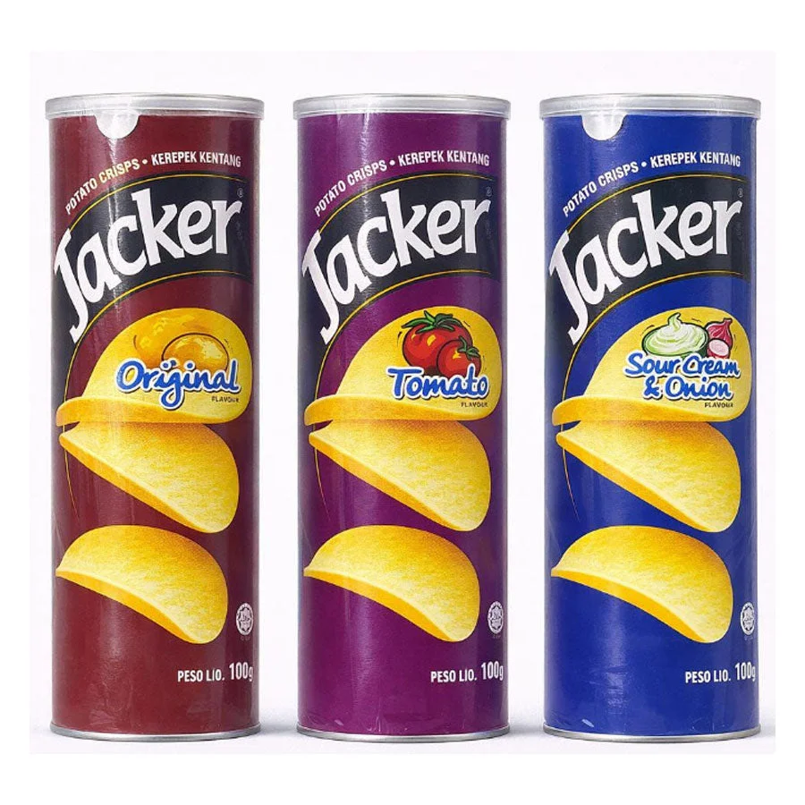Jacker Potato Chips Assorted Flavors 3 × 100g
