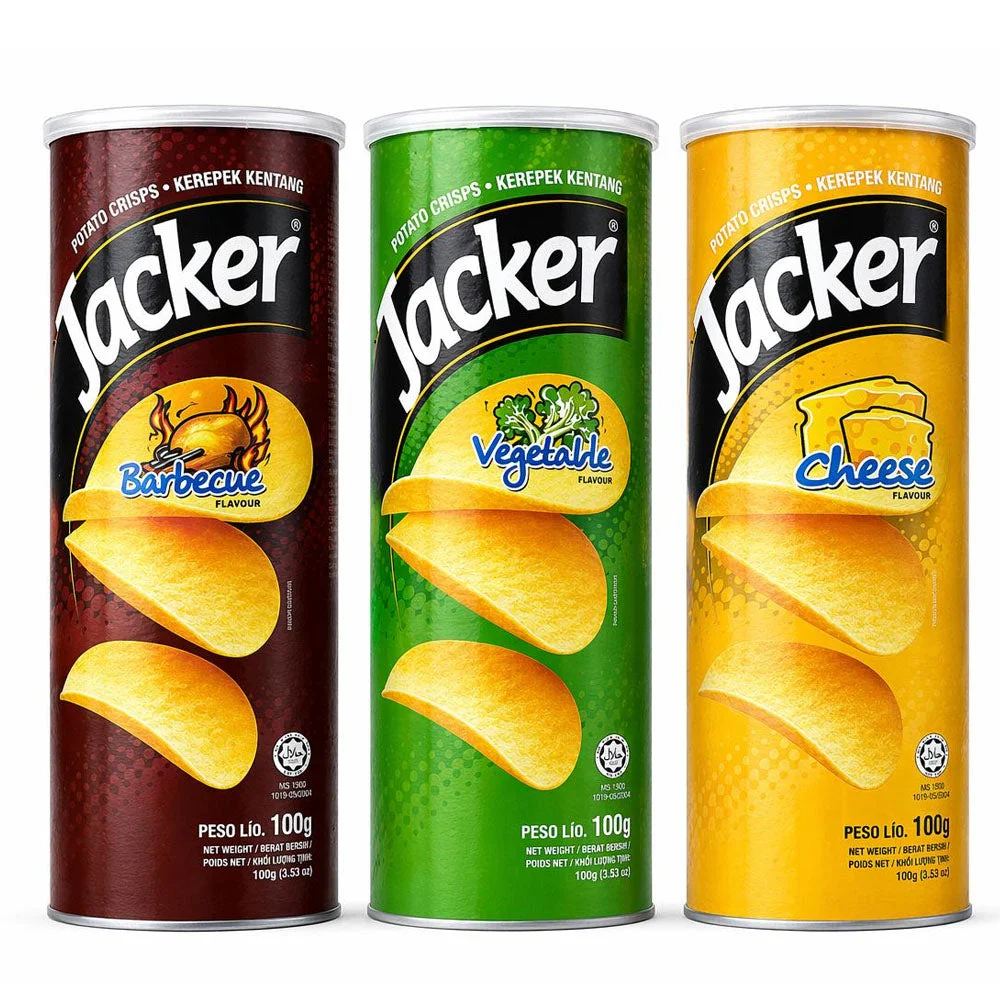 Jacker Potato Chips Assorted Flavors 3 × 100g