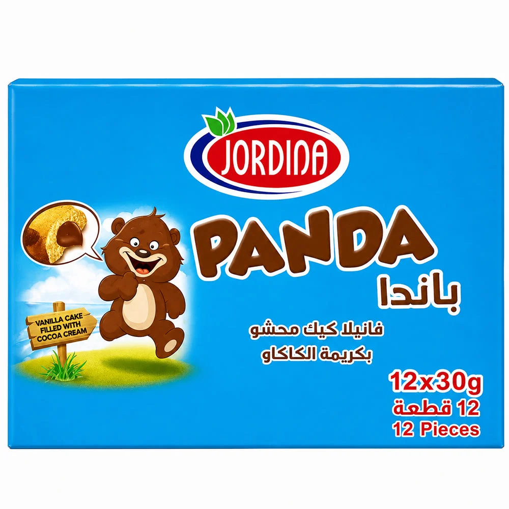 Jordina Panda Vanilla Cake with Cocoa Cream 12 x 30g