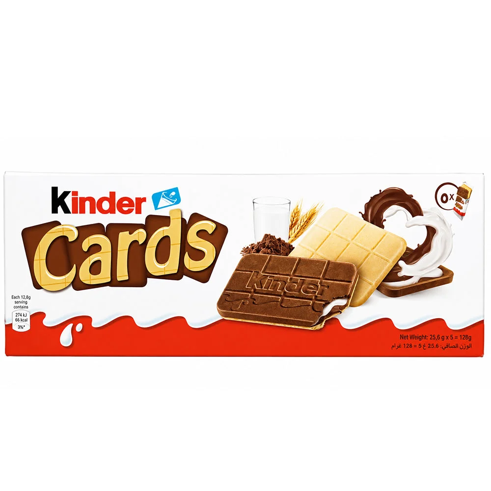 Kinder Cards Milk & Cocoa Wafer Biscuits 25.6g × 5=128g