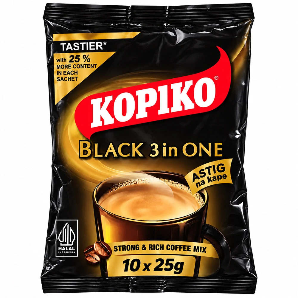 Kopiko Black 3 in One Strong & Rich Coffee Mix 10×25g