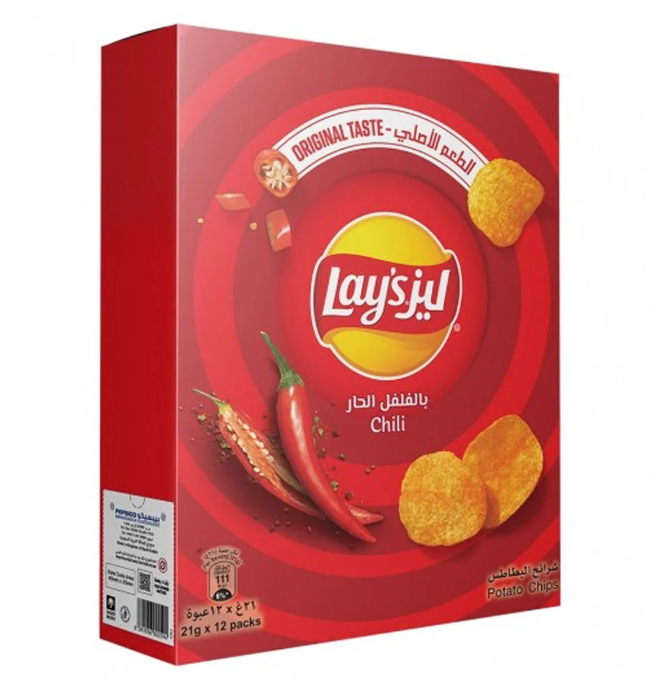Lays Hot & Spicy Potato Chips 12 x 21g