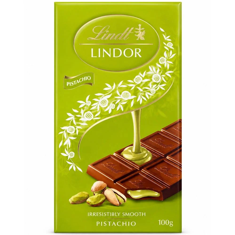 Lindt Lindor Pistachio Chocolate Bar 100g