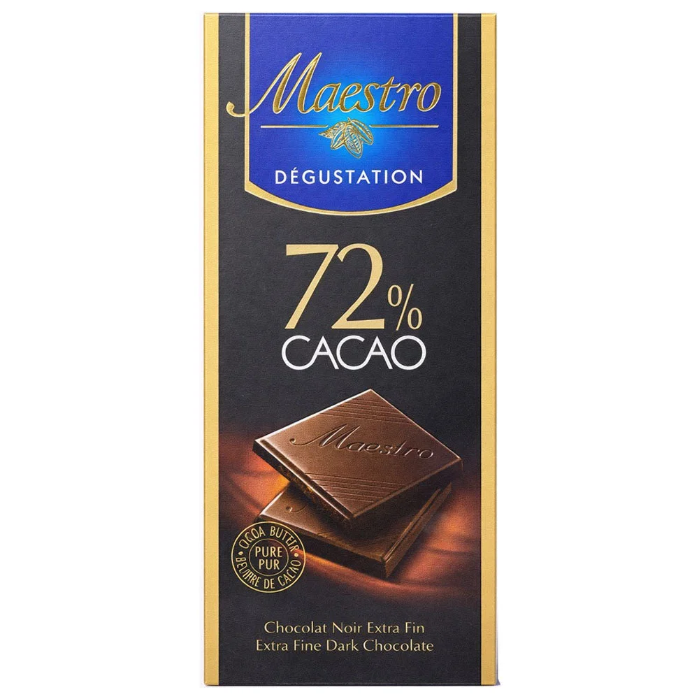 Maestro Degustation 72% Cacao Extra Fine Dark Chocolate 100g