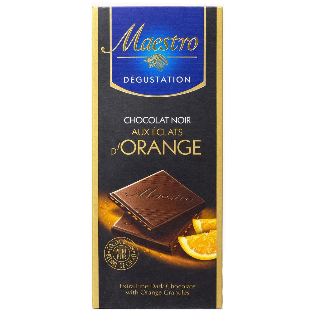 Maestro Degustation Dark Chocolate with Orange Granules 100g