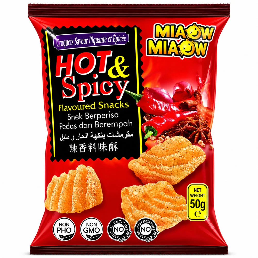 Miaow Miaow Hot & Spicy Flavoured Snacks 50g