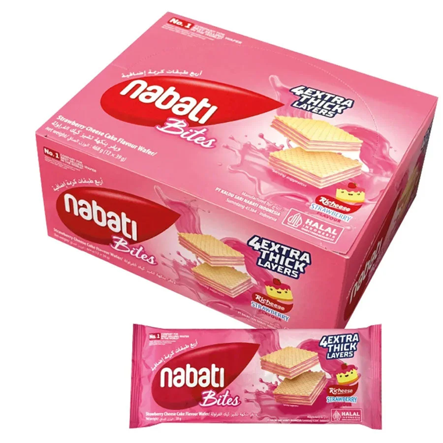 Nabati Bites Wafer Richeese Strawberry Flavour 12 × 39g (468g)