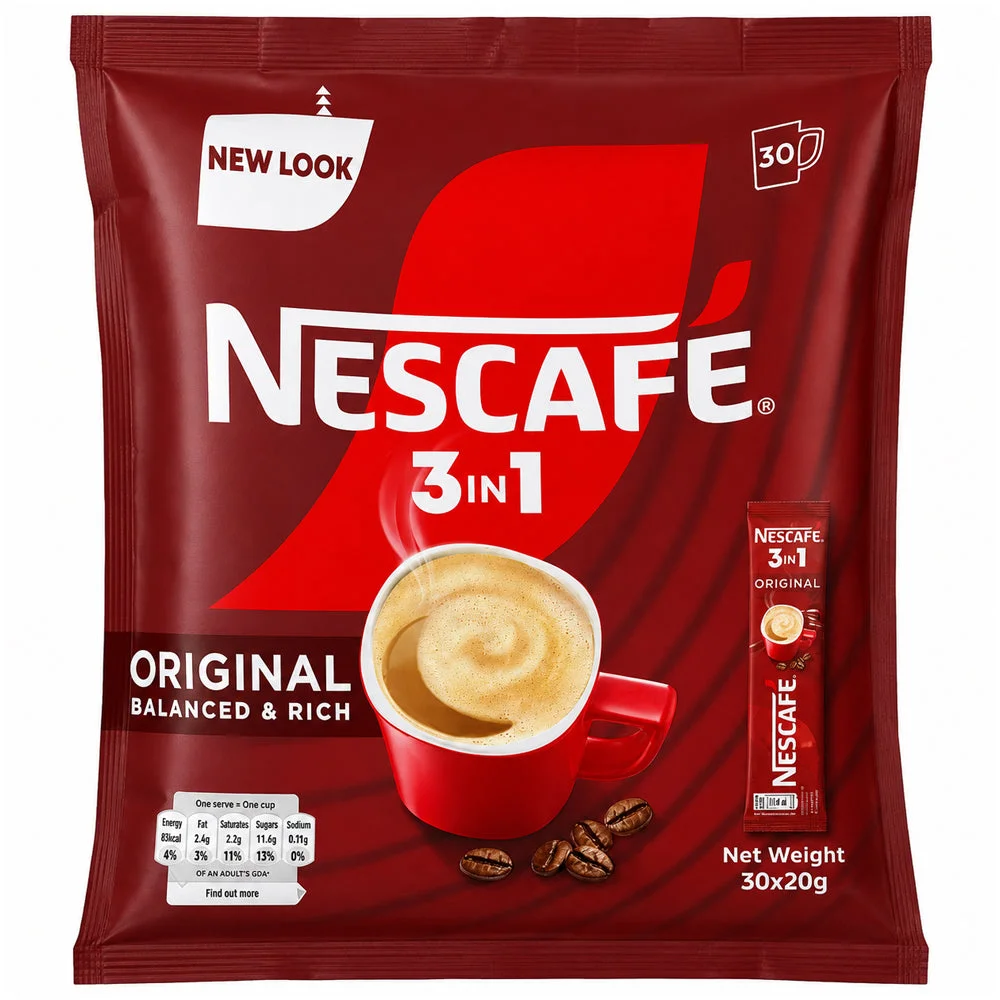 Nescafe 3 in 1 Original Instant Coffee 30 Sachets 600g