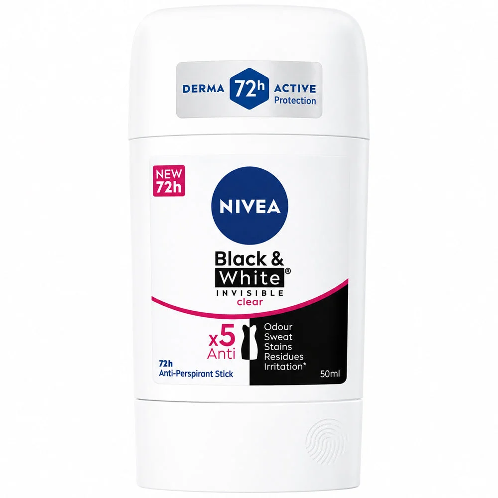 NIVEA Black & White Invisible Clear Anti-Perspirant Stick 50ml