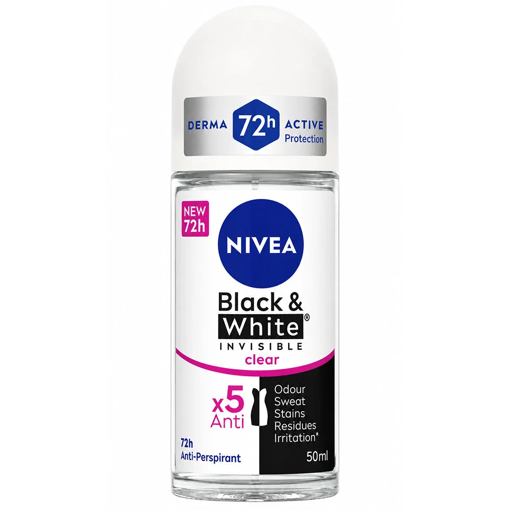 NIVEA Black & White Invisible Clear Roll-On Anti-Perspirant 50ml