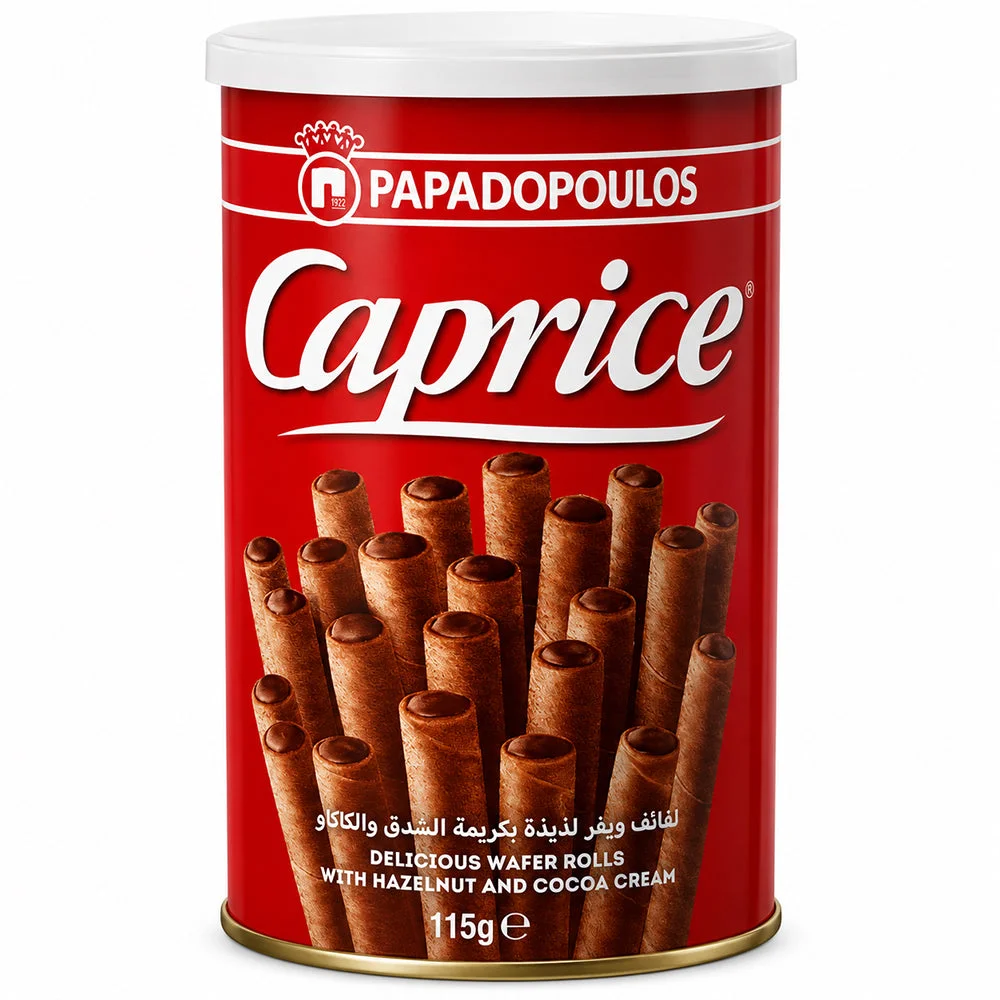 Papadopoulos Caprice Wafer Rolls Hazelnut & Cocoa Cream 115g