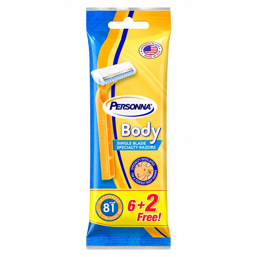 Personna Body Single Blade Razors 8 Pieces 6+2 Free