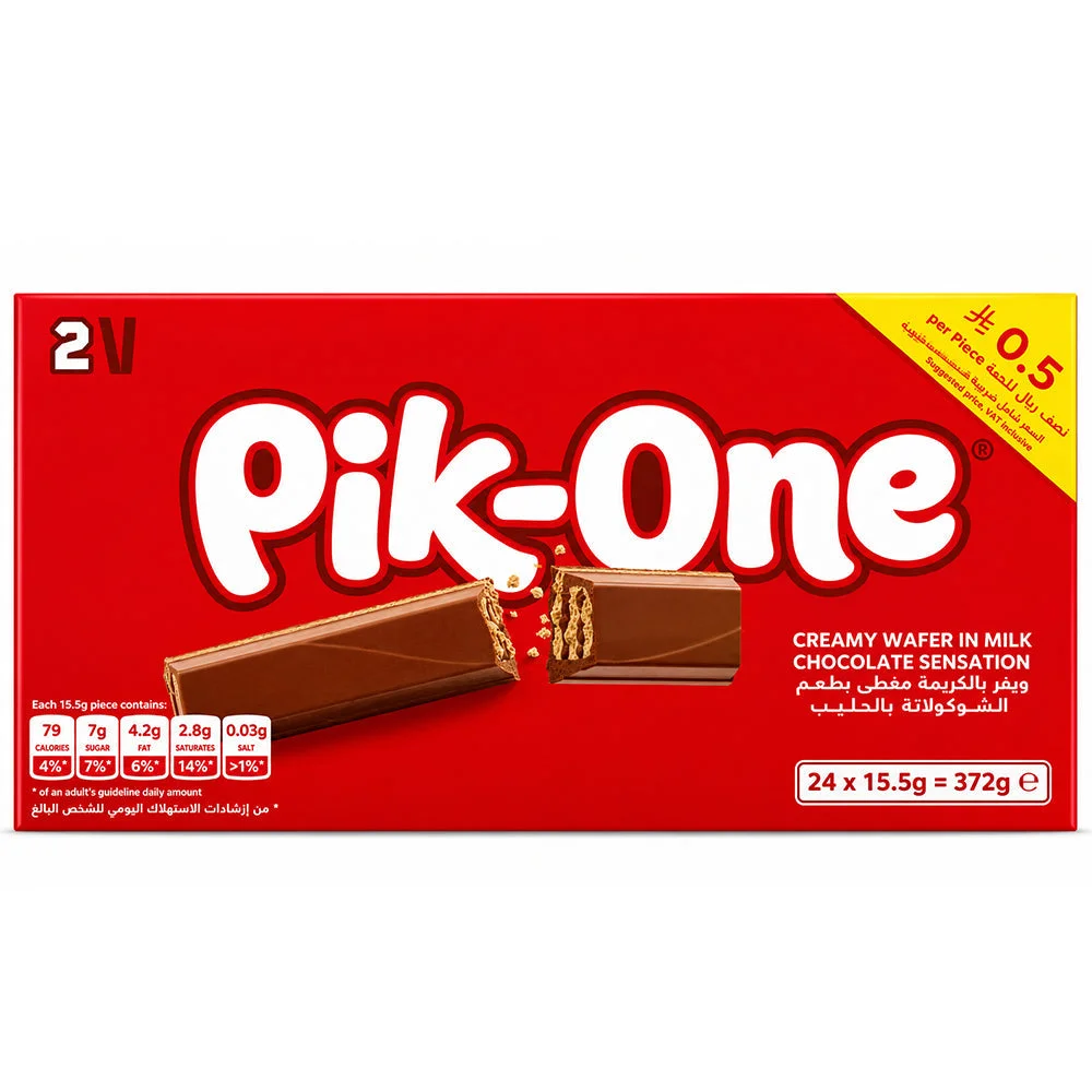 Pik-One Creamy Wafer Milk Chocolate 24 x 15.5g
