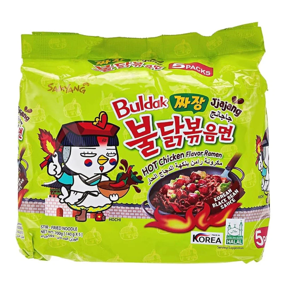 Samyang Buldak Jjajang Hot Chicken Flavor Ramen 5 Packs (140g x 5)