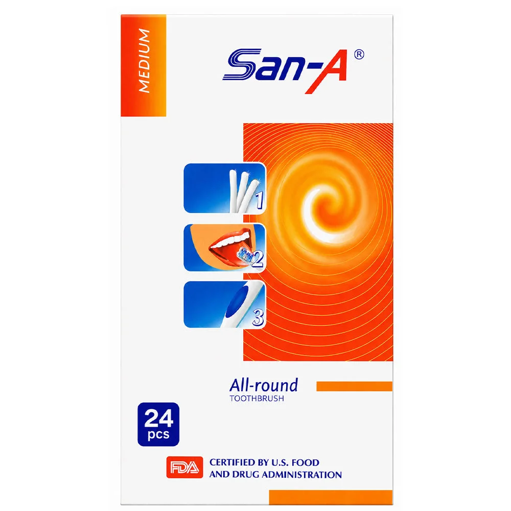 San-A All-Round Medium Toothbrush 24 Pieces