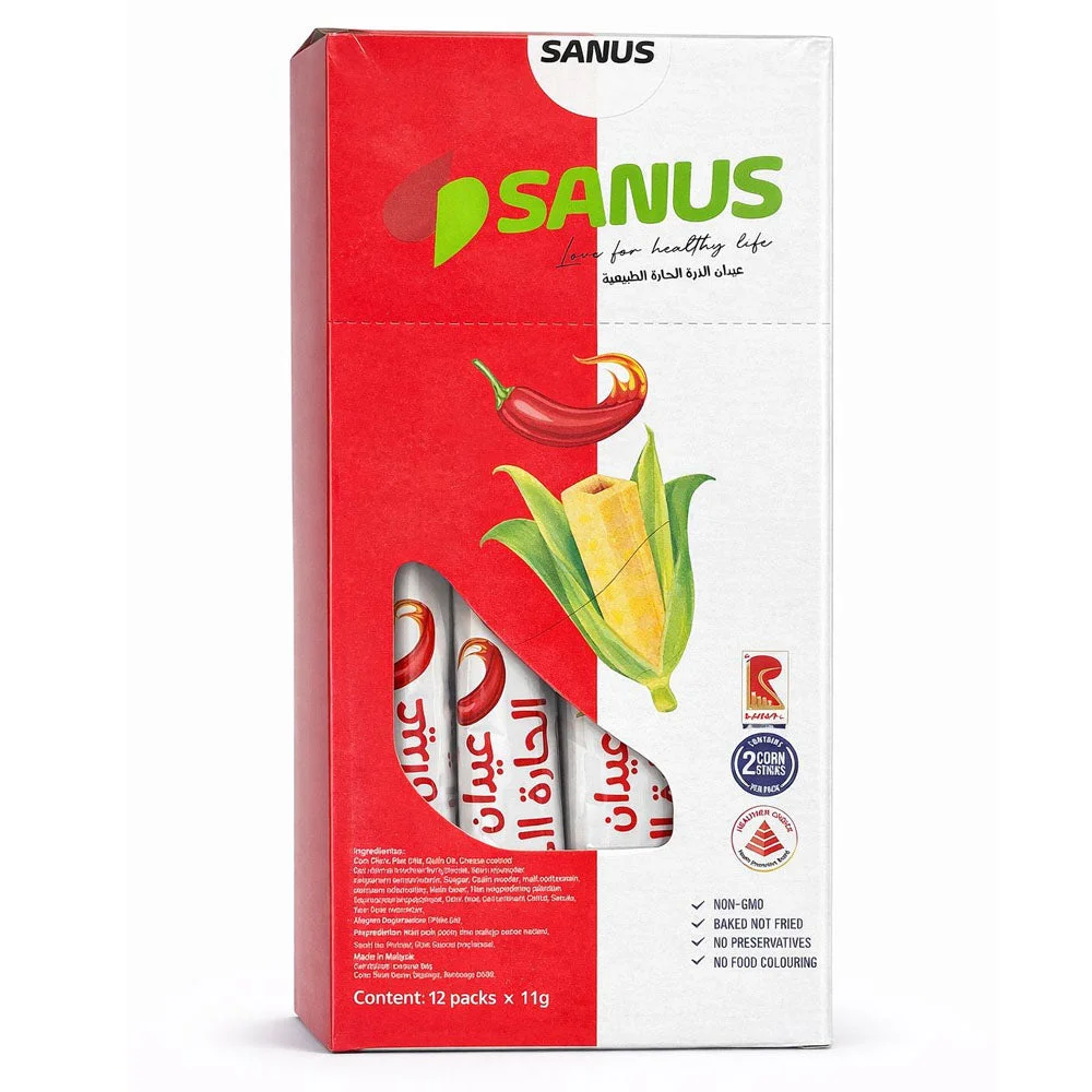 Sanus Baked Corn Sticks Chilli Flavor 12 × 11g