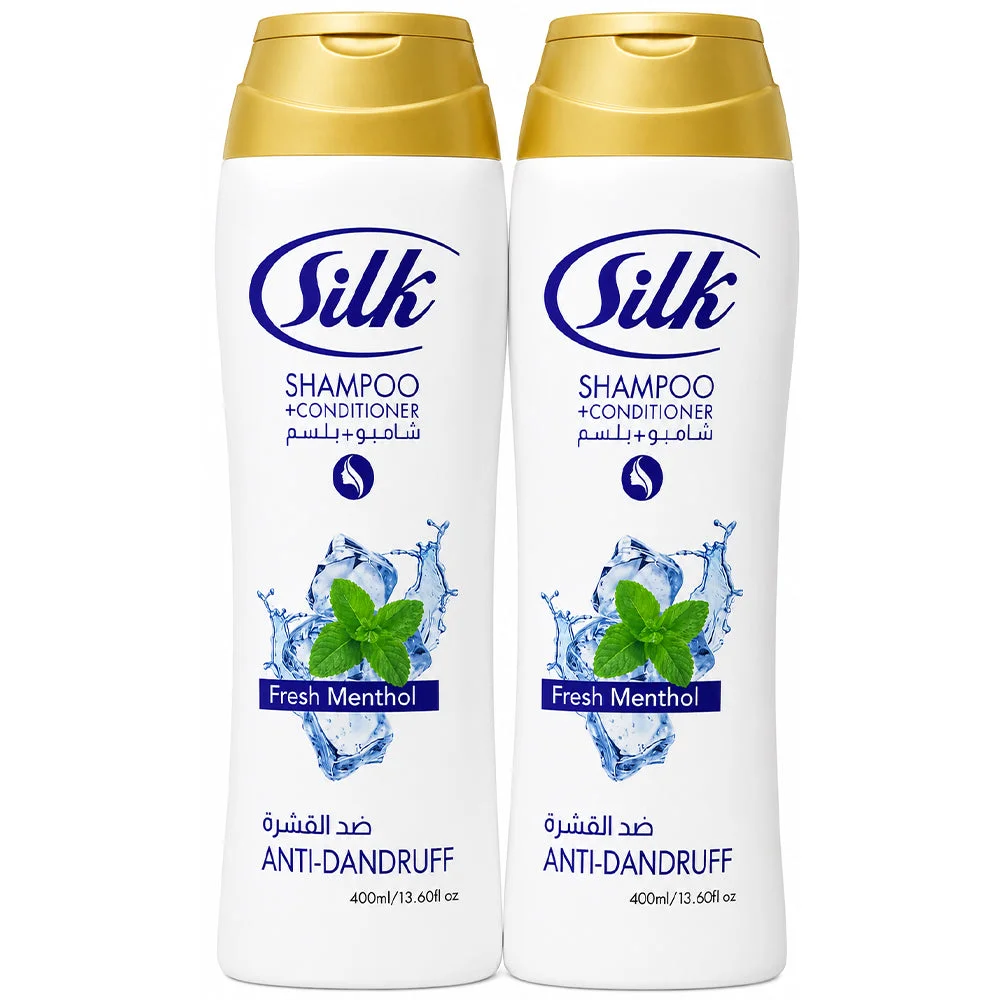 Silk Anti-Dandruff Shampoo + Conditioner Fresh Menthol 2x400ml