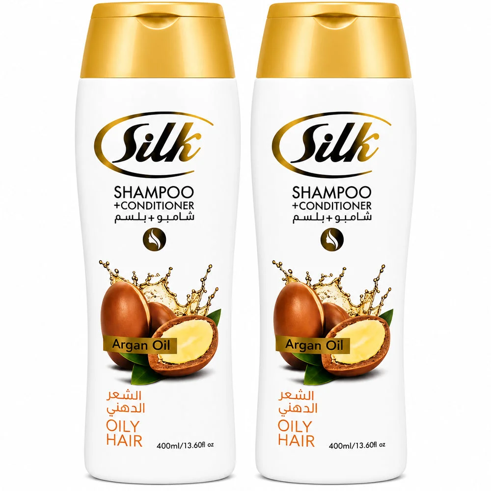 Silk Argan Oil Shampoo + Conditioner for Oily Hair 2x400ml