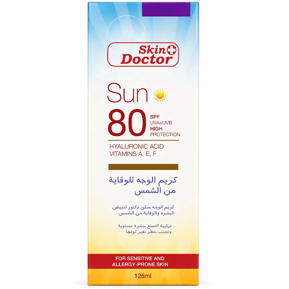 Skin Doctor Sun SPF 80 Sunscreen Cream with Hyaluronic Acid 125ml