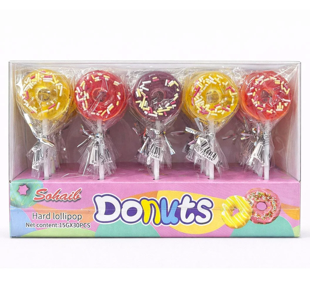 Sohaib Donuts Hard Lollipops 30 pcs × 15g