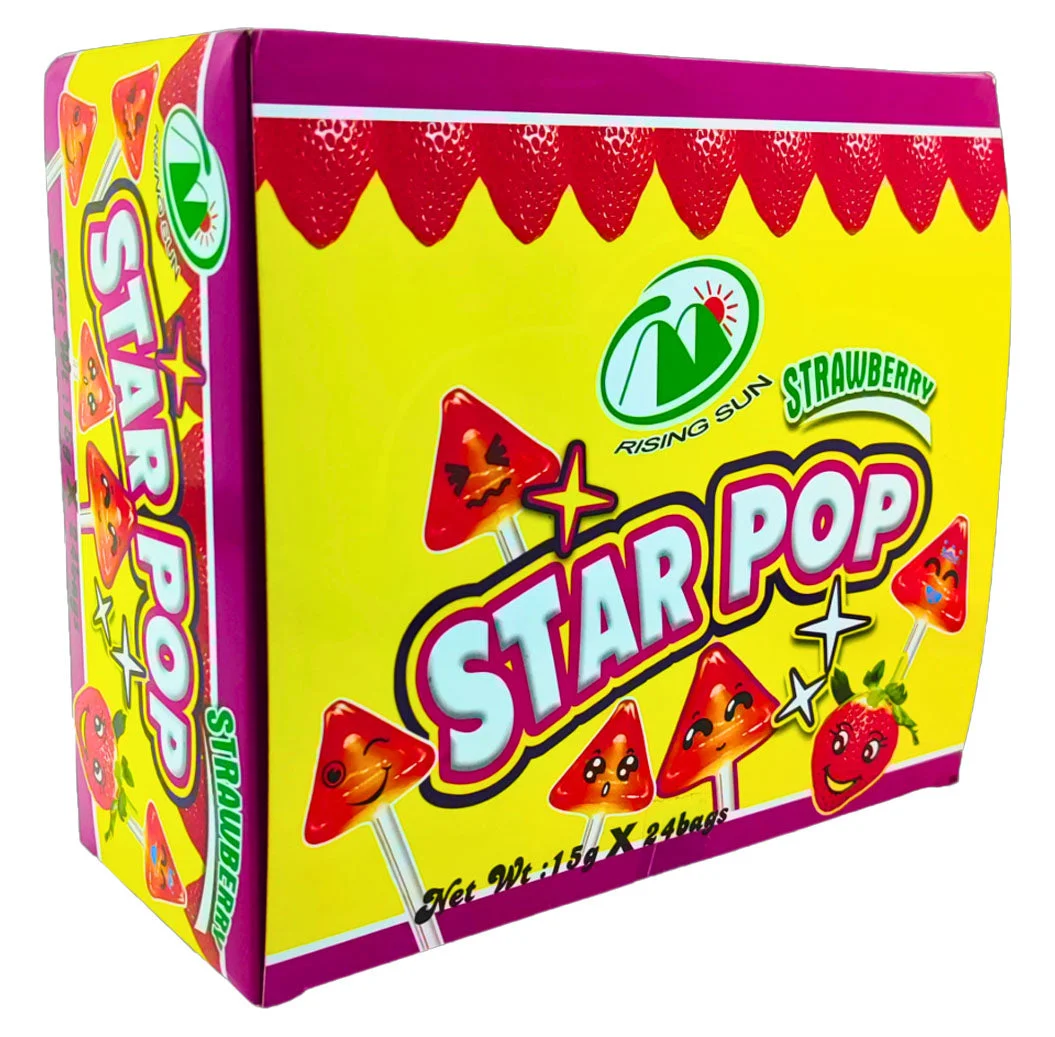Star pop Strawberry Lollipops Candy 24 × 15g