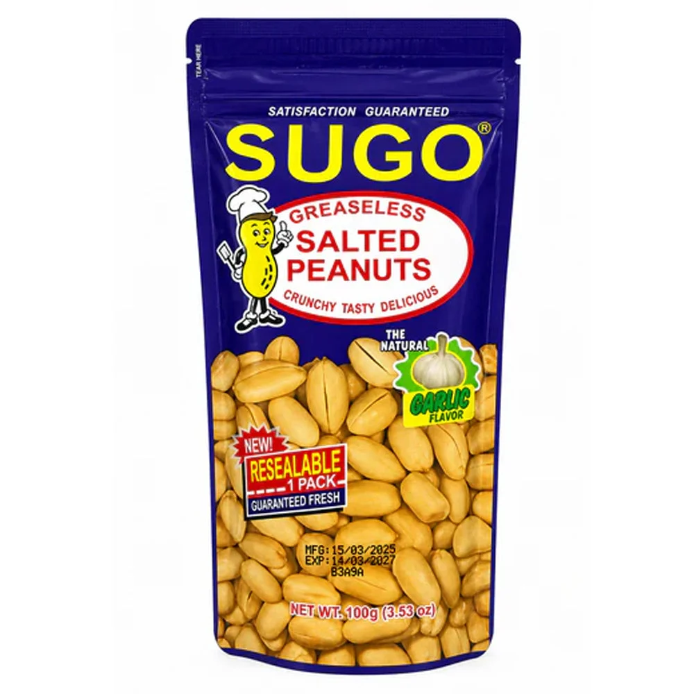 Sugo Greaseless Salted Peanuts Garlic Flavor 100g