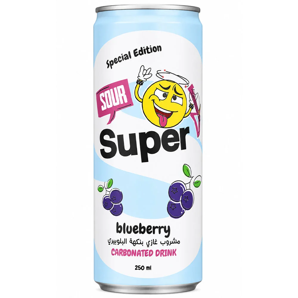Super Sour Blueberry Carbonated Drink 250ml