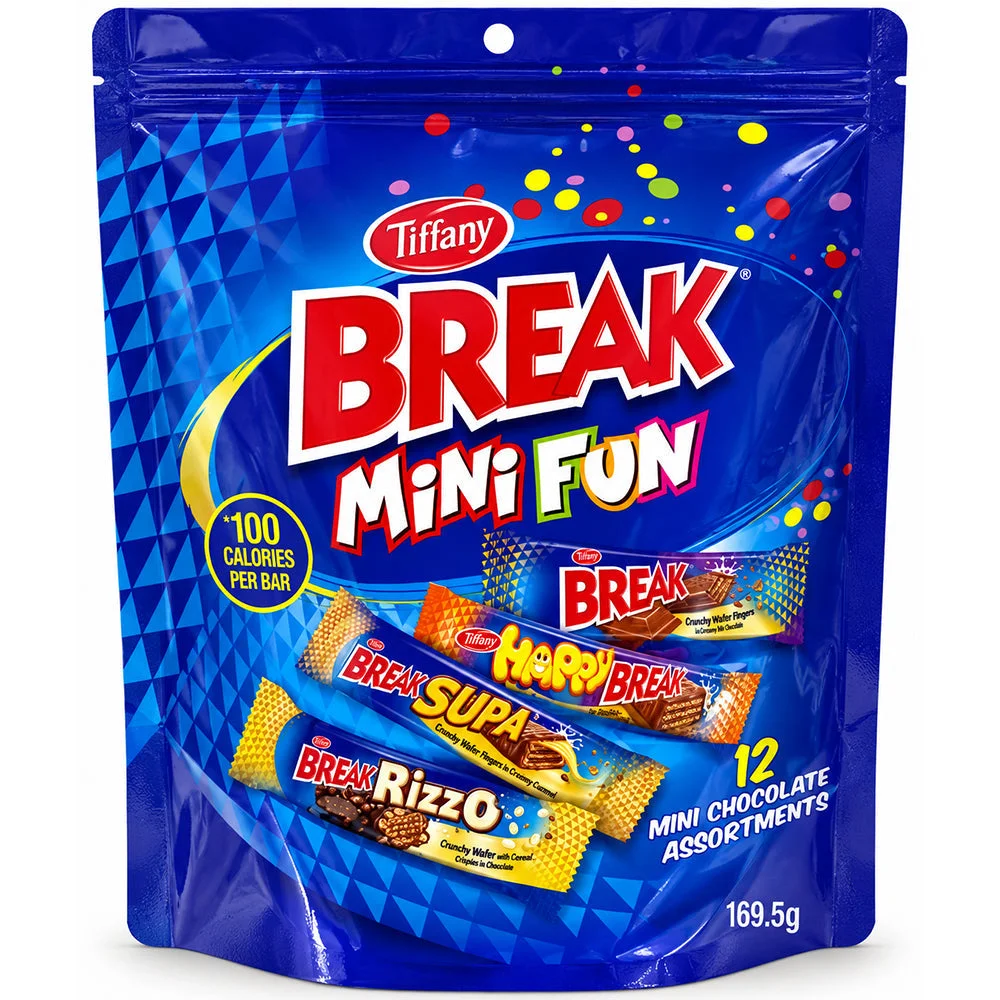 Tiffany Break Mini Fun Assorted Chocolate Wafer Bars 12 Pieces, 169.5g