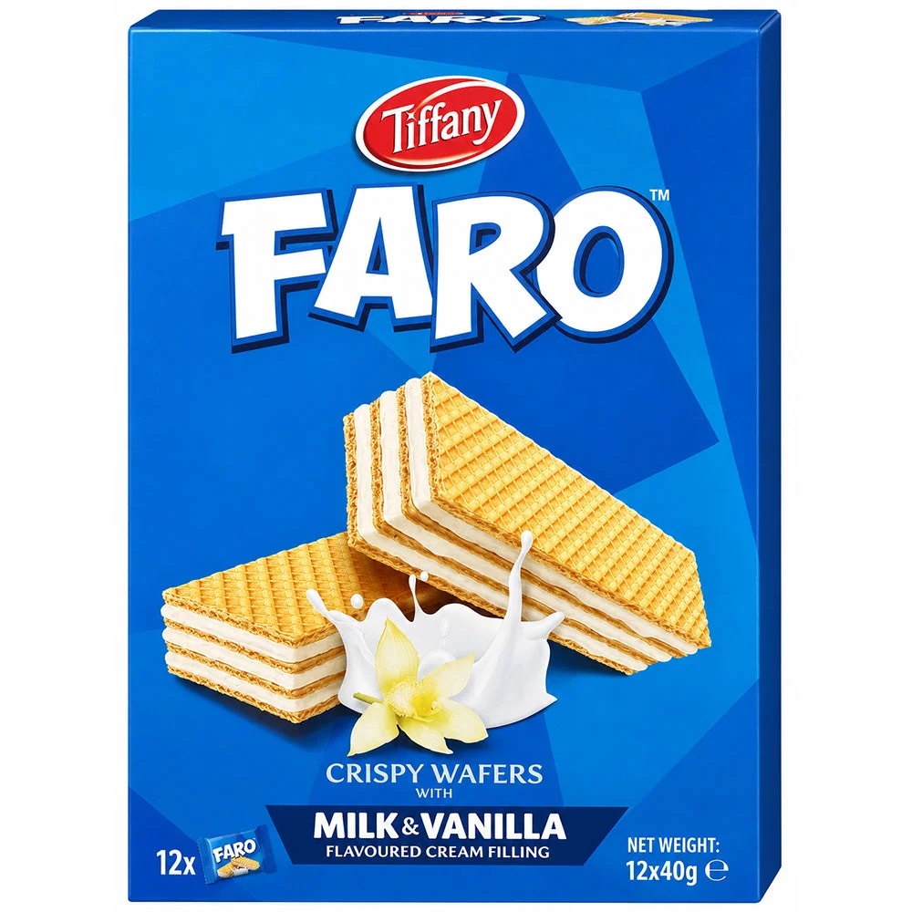 Tiffany FARO Crispy Wafers Milk & Vanilla Cream Filling 12 x 40g