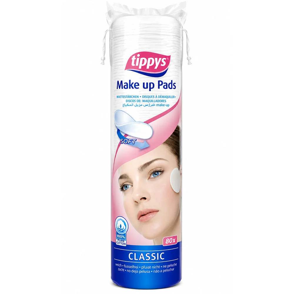 Tippys Classic 100% Pure Make Up Cotton Pads 80 Pieces