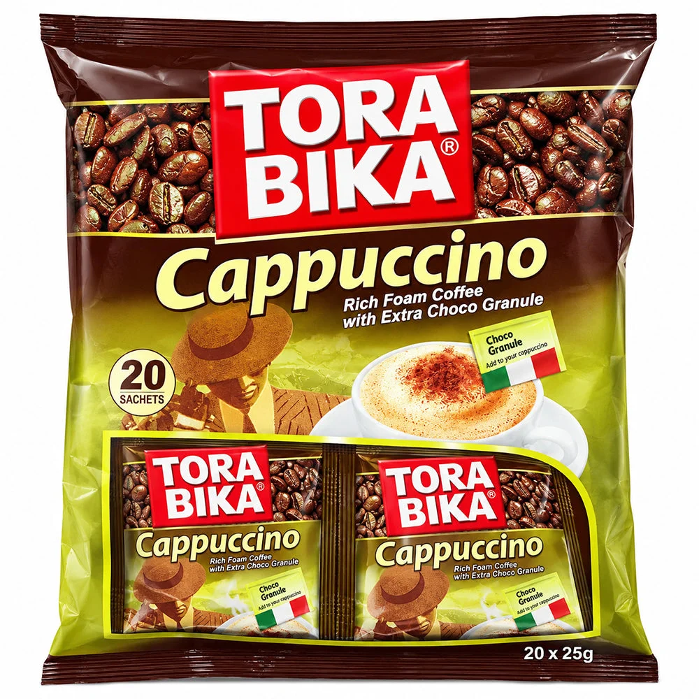 Tora Bika Cappuccino Rich Foam Coffee with Extra Choco Granule 20 x 25g